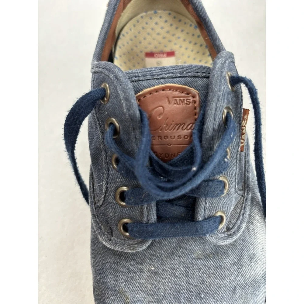 VANS Men's Blue Denim Lace-Up Casual Sneakers Round Toe US 9.5